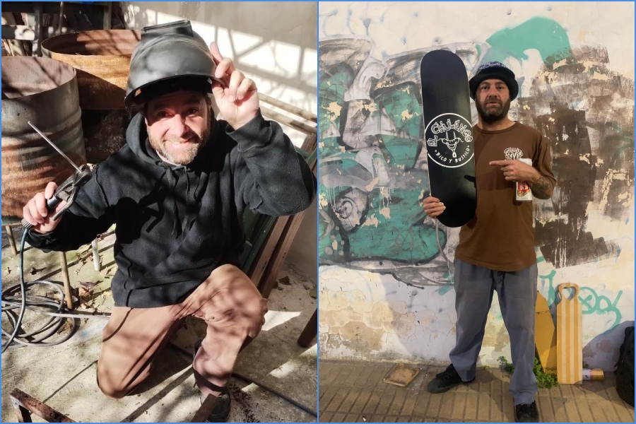 Rodrigo Sturtz aprendiendo a soldar rampas y con primera tabla de El Chulengo- OYR